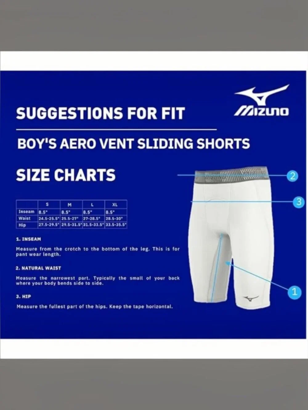 Mizuno Youth Aero Vent Padded Thigh Sliding Short Cup Boxer Brief Baseball Boys